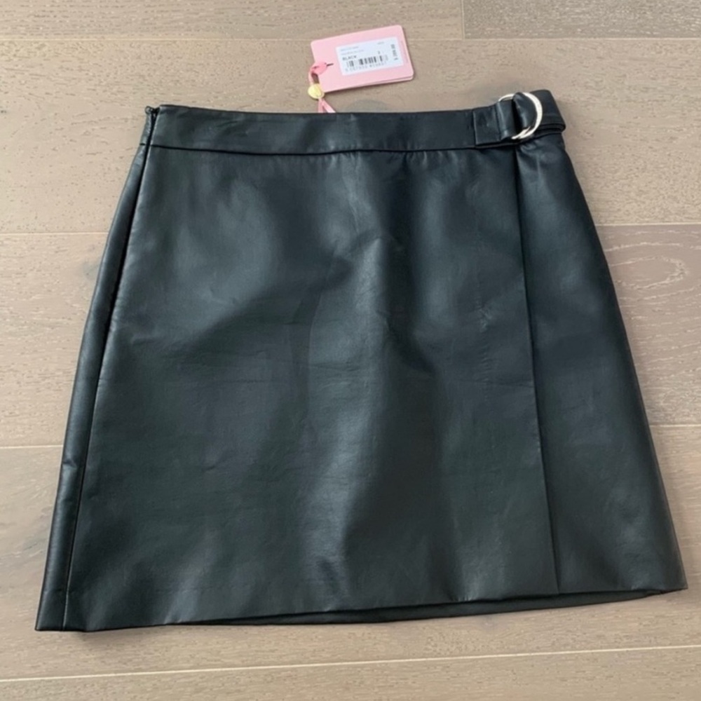 Ted Baker Sleek Black Leather Mini Skirt - Picture 3 of 6